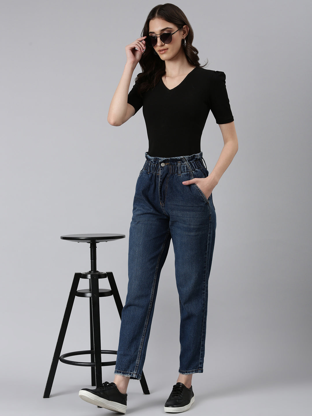 Women's Blue High-Rise Light Fade Light Shade Denim Jeans