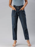 Women's Navy Blue High-Rise Light Fade Denim Jeans