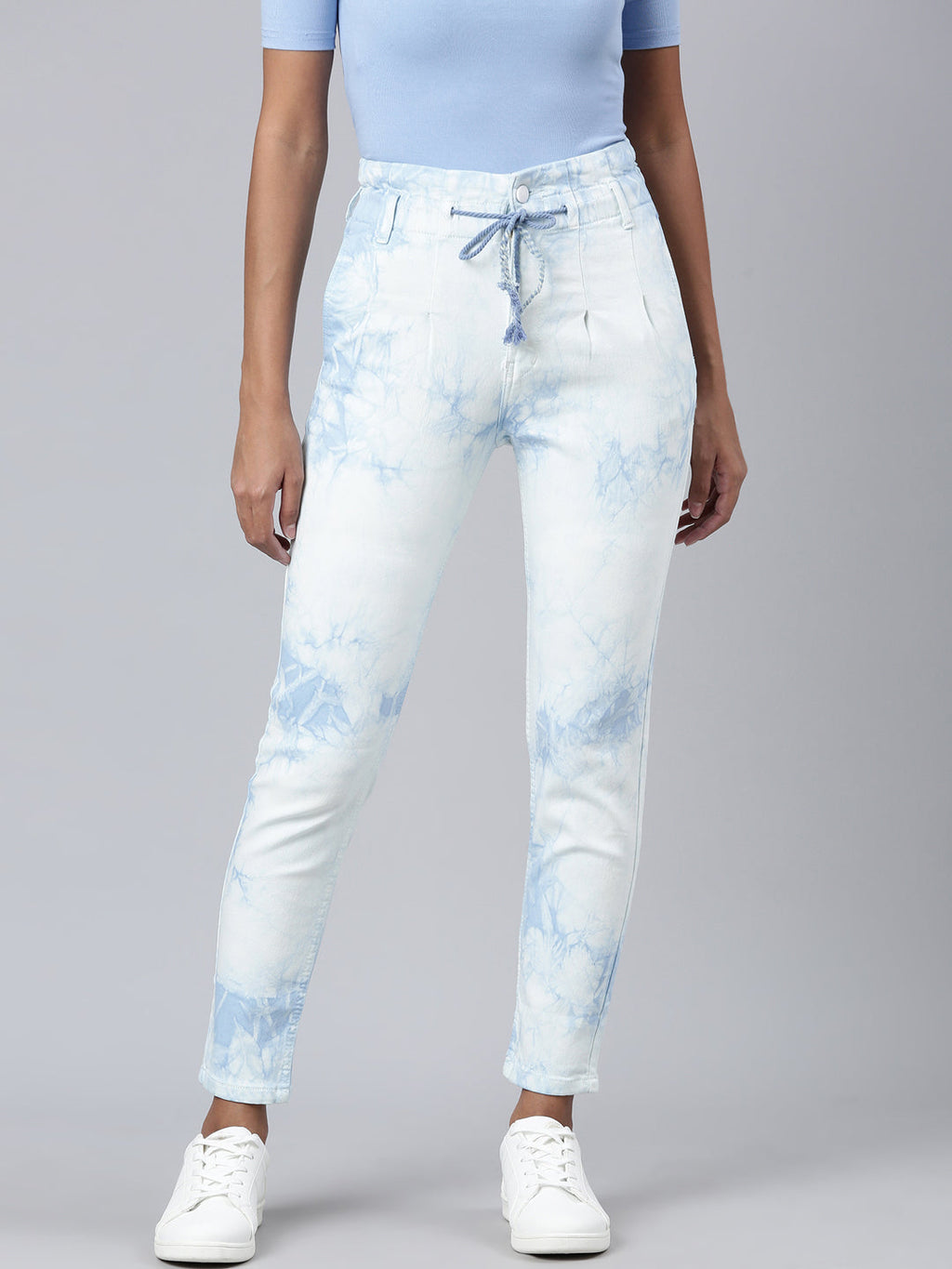 Women's Blue Heavy Fade Acid Wash Mom Fit Denim Jeans