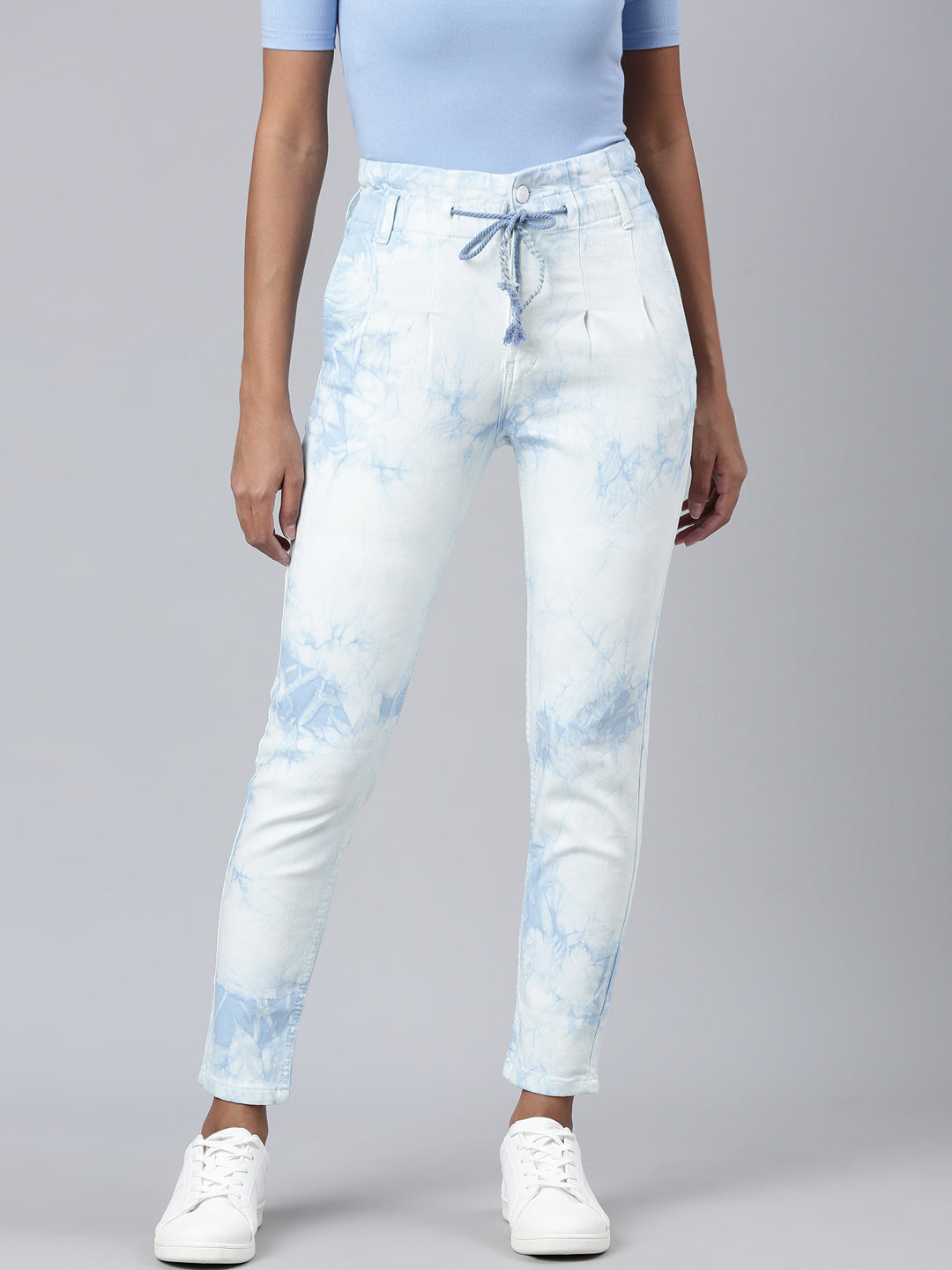Women's Blue Heavy Fade Acid Wash Mom Fit Denim Jeans