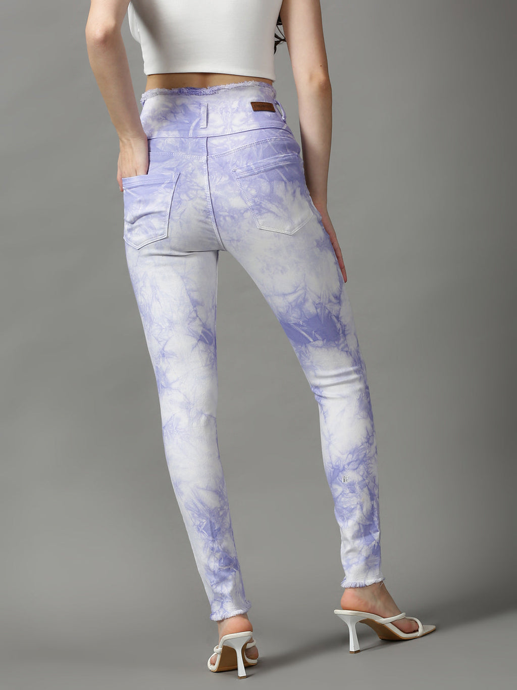 Women's Blue Skinny Fit High-Rise Heavy Fade Stretchable Denim Jeans