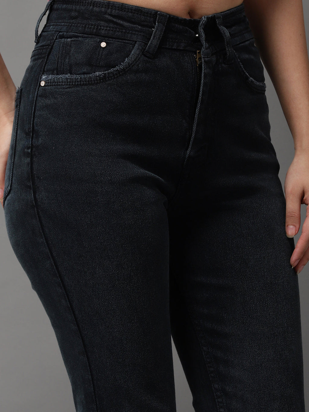 Women's Dark Grey Jean Slim Fit High-Rise Stretchable Jeans