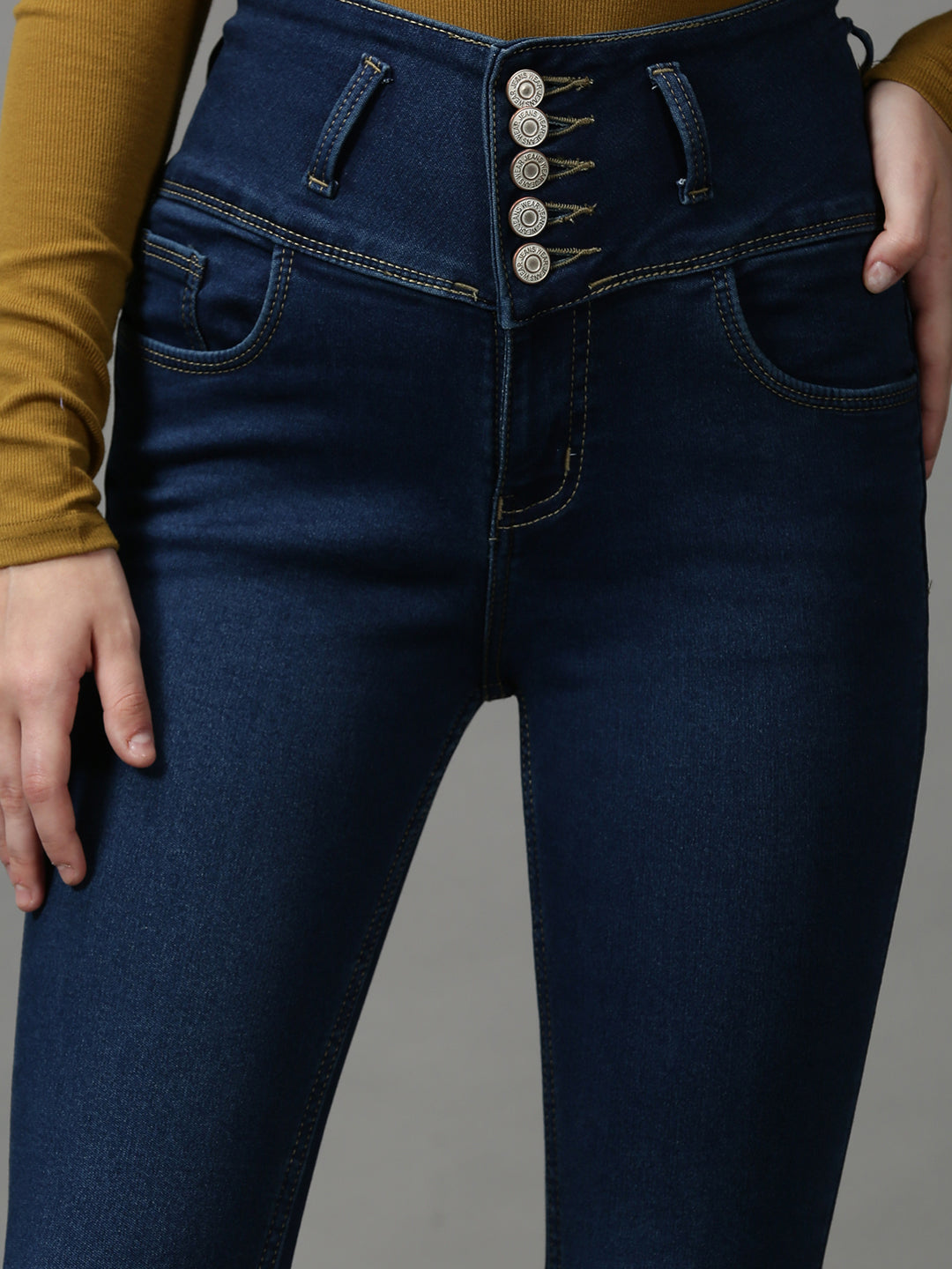 Women's Navy Blue Skinny Fit High-Rise Stretchable Denim Jeans