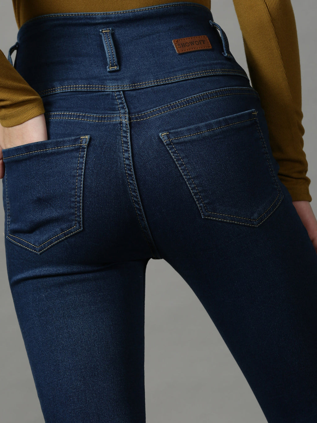 Women's Navy Blue Skinny Fit High-Rise Stretchable Denim Jeans