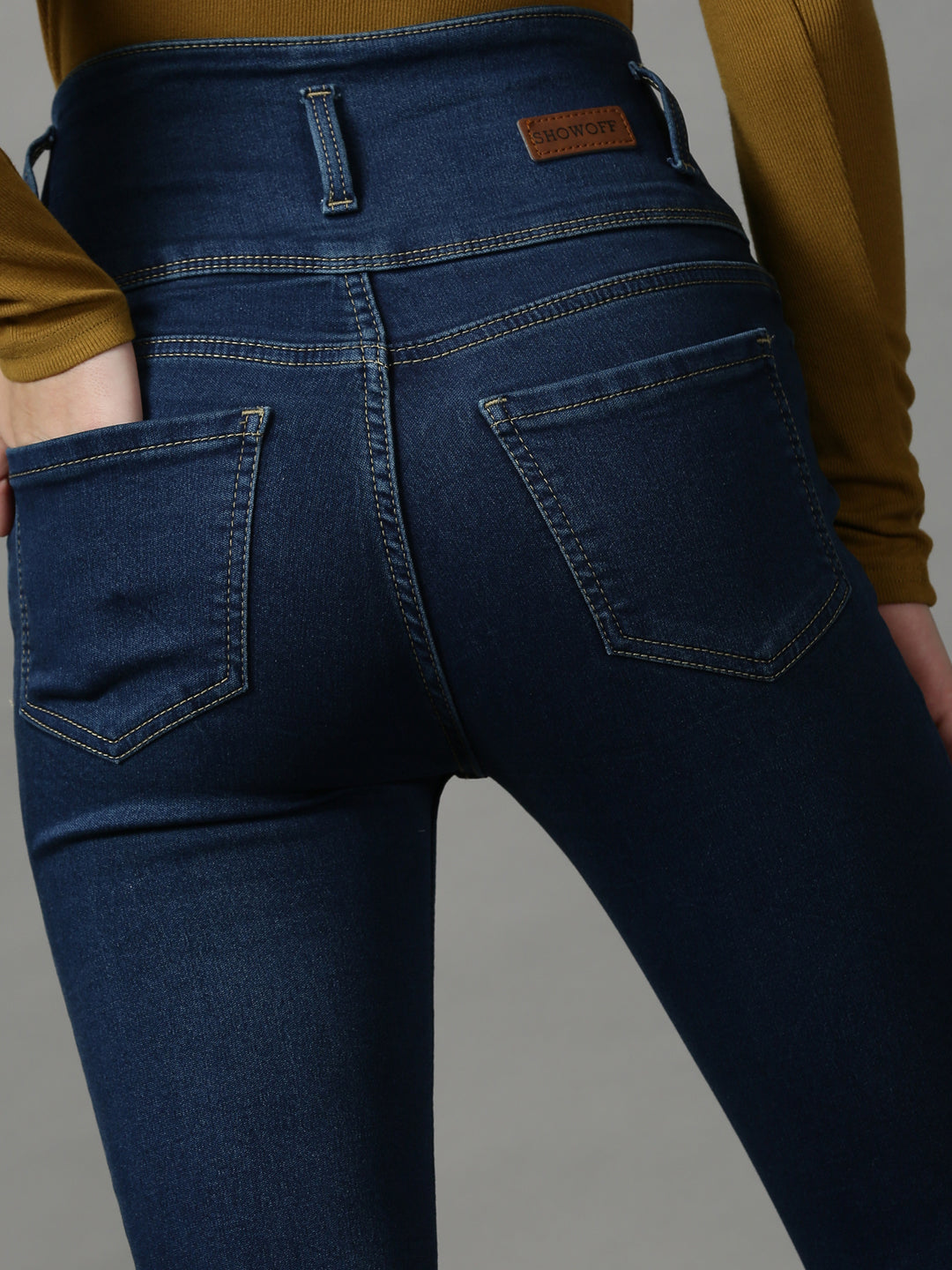 Women's Navy Blue Skinny Fit High-Rise Stretchable Denim Jeans