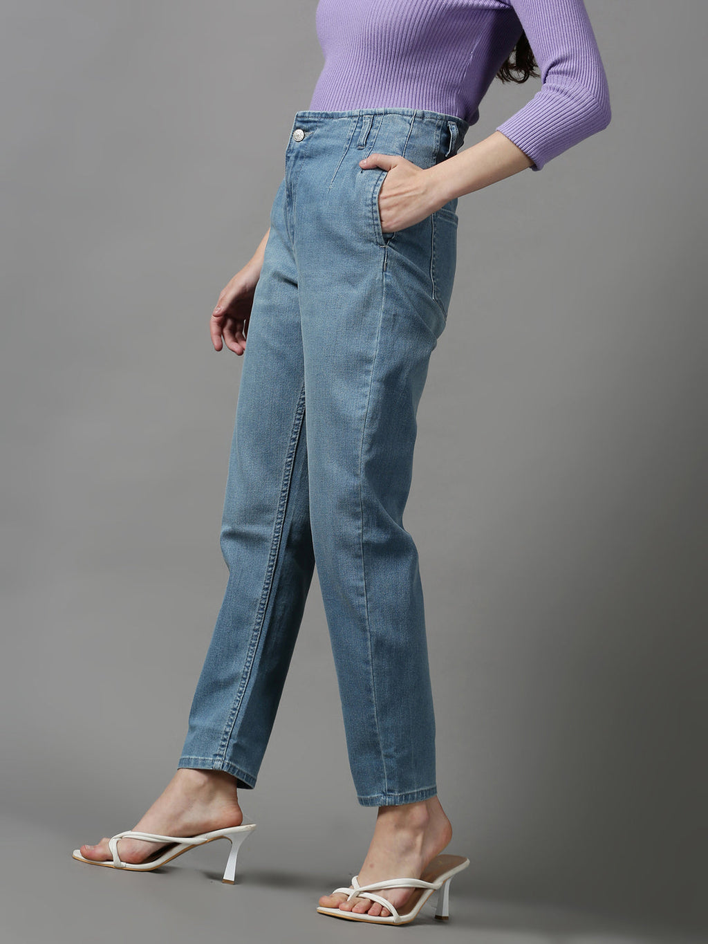 Women's Blue Tapered Fit Stretchable Denim Jeans