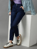 Women's Navy Blue Boyfriend Fit Stretchable Denim Jeans