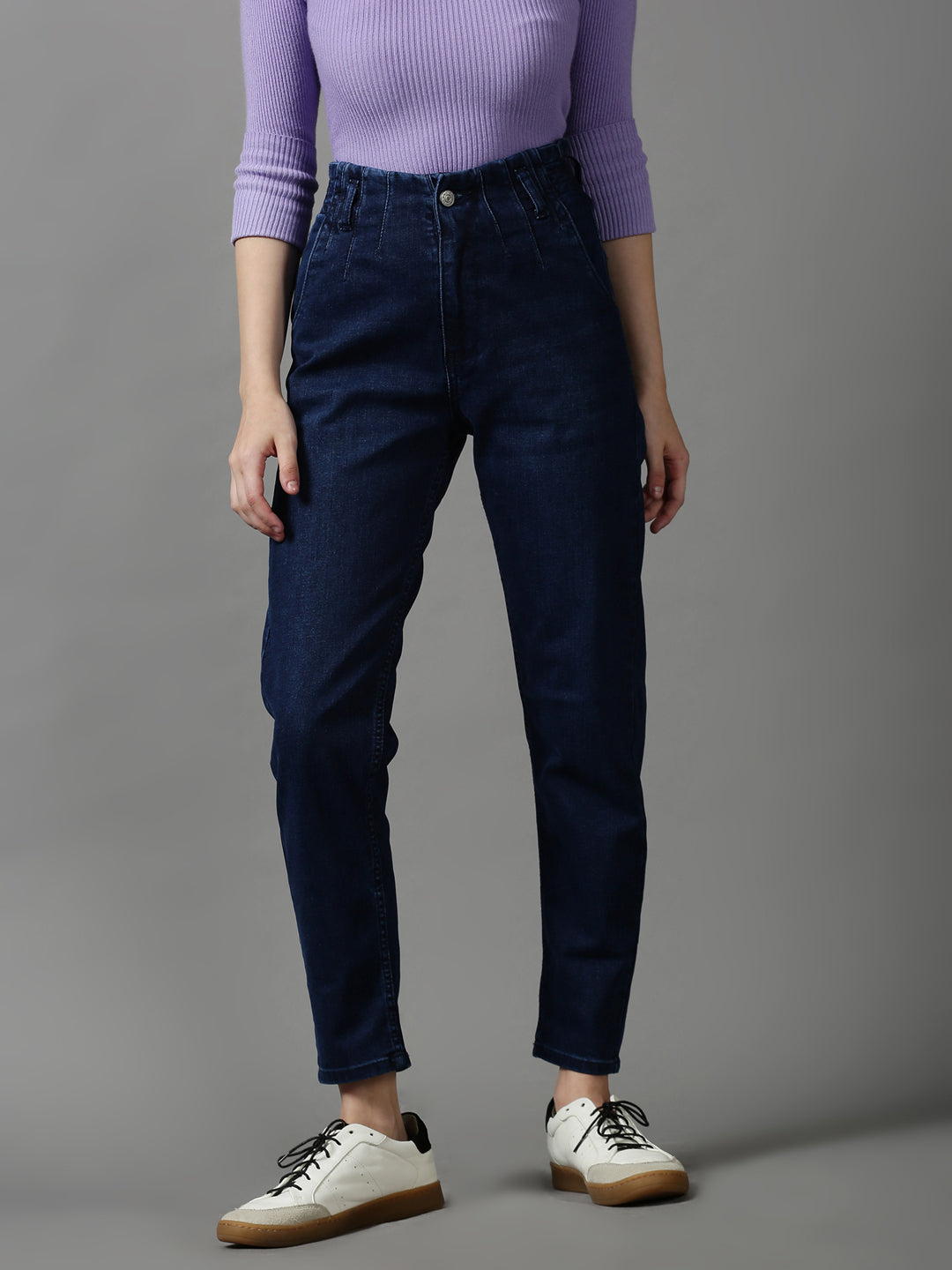 Women's Navy Blue Boyfriend Fit Stretchable Denim Jeans
