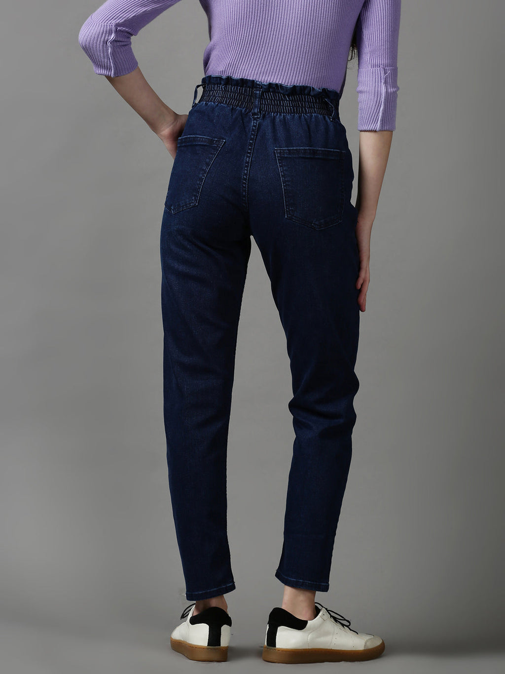 Women's Navy Blue Boyfriend Fit Stretchable Denim Jeans