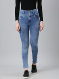 Women's Blue Solid Skinny Fit Denim Jeans