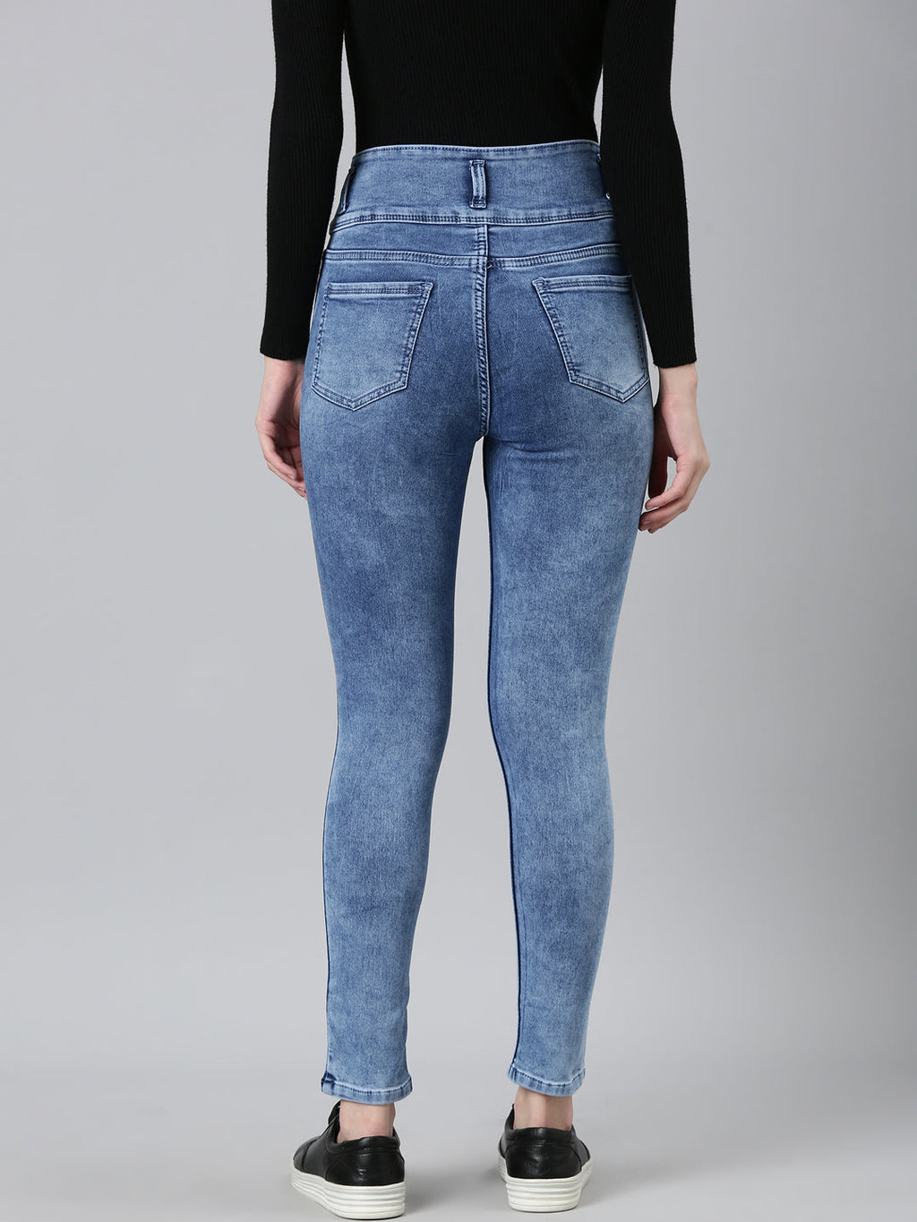 Women's Blue Solid Skinny Fit Denim Jeans