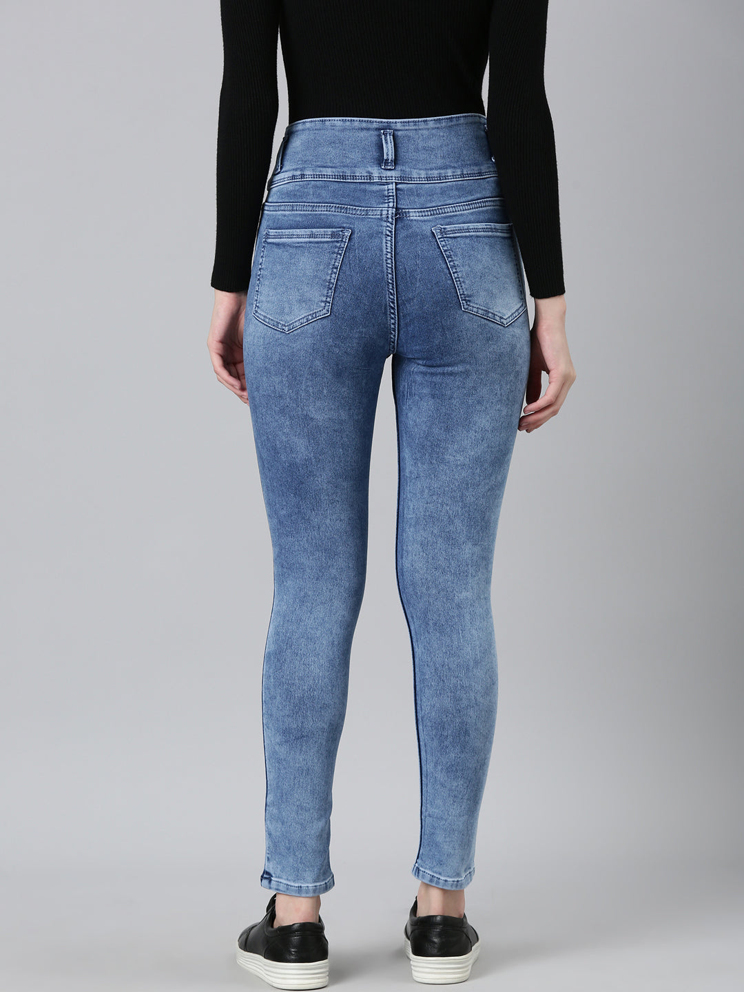 Women's Blue Solid Skinny Fit Denim Jeans