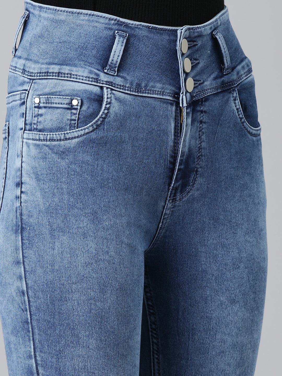 Women's Blue Solid Skinny Fit Denim Jeans