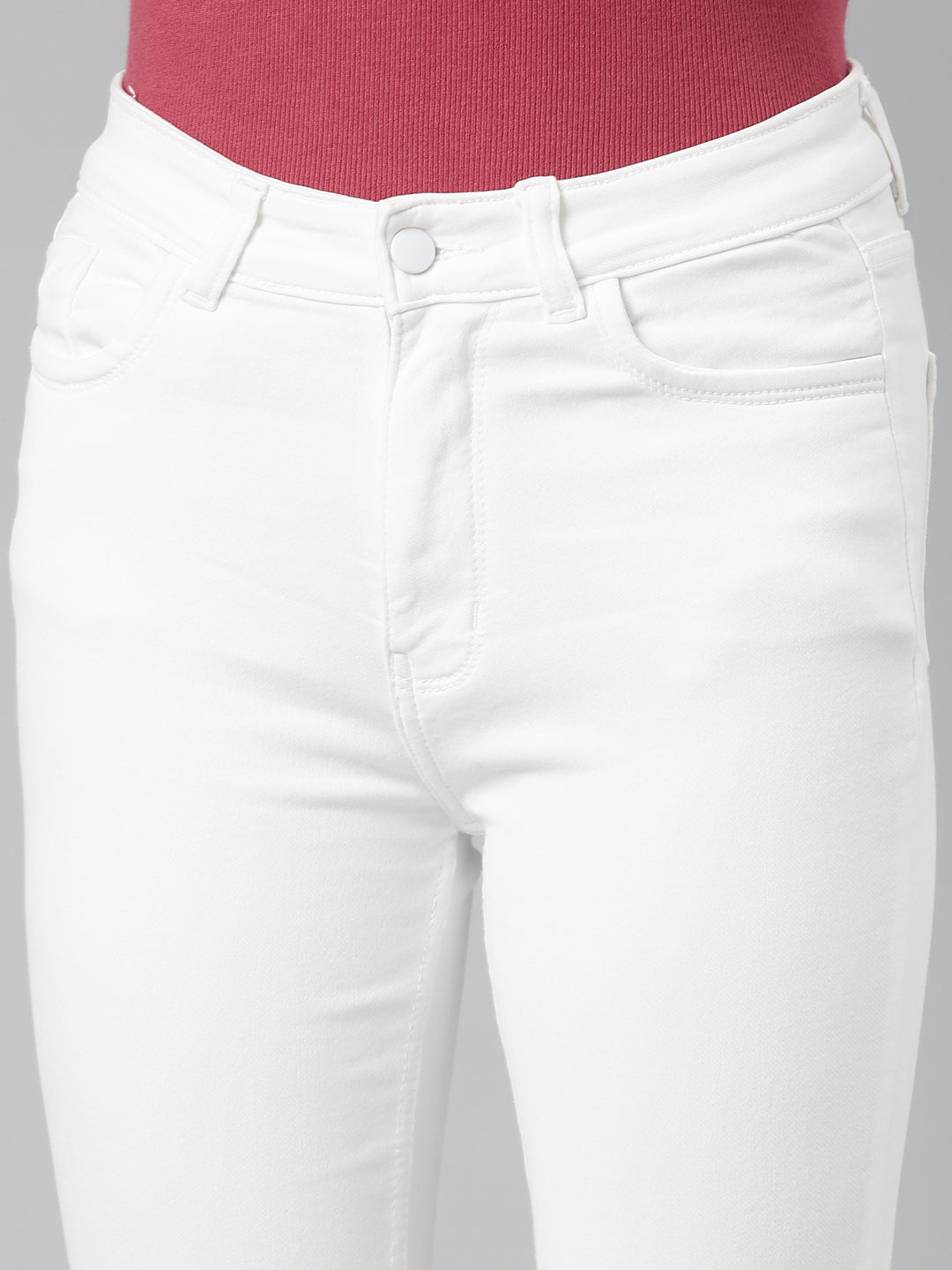 Women's White Jean Bootcut Acid Wash Retro Denims Stretchable Clean Look Jeans