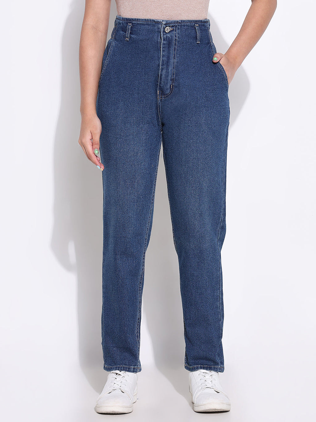 Women's Blue Comfort Light Fade Acid Wash Stretchable Jeans