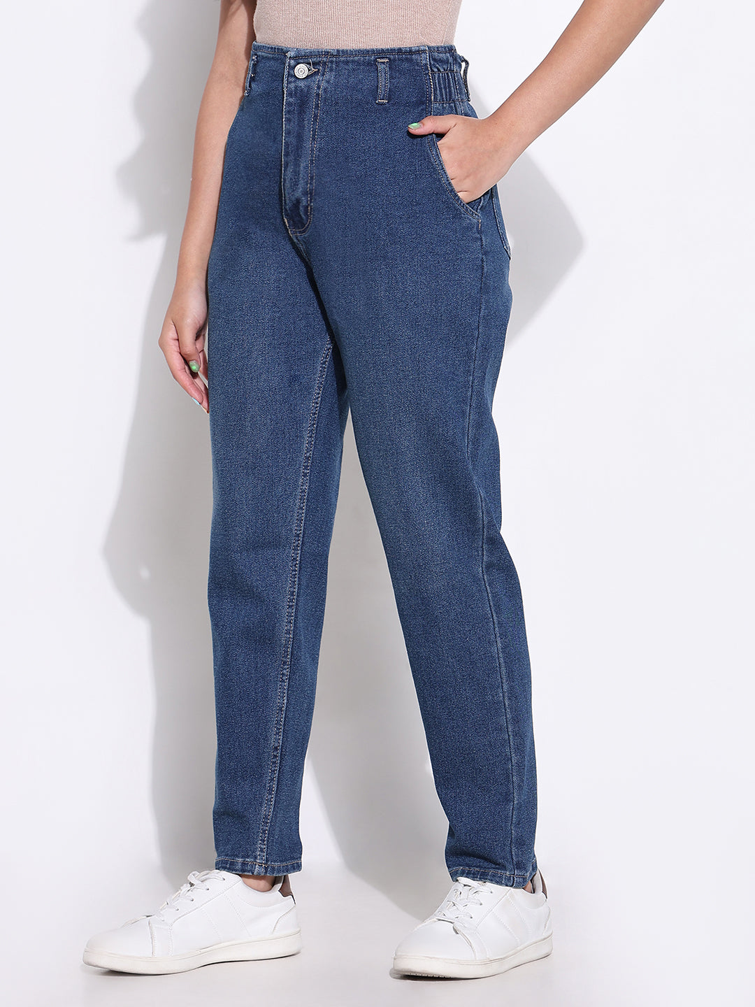 Women's Blue Comfort Light Fade Acid Wash Stretchable Jeans