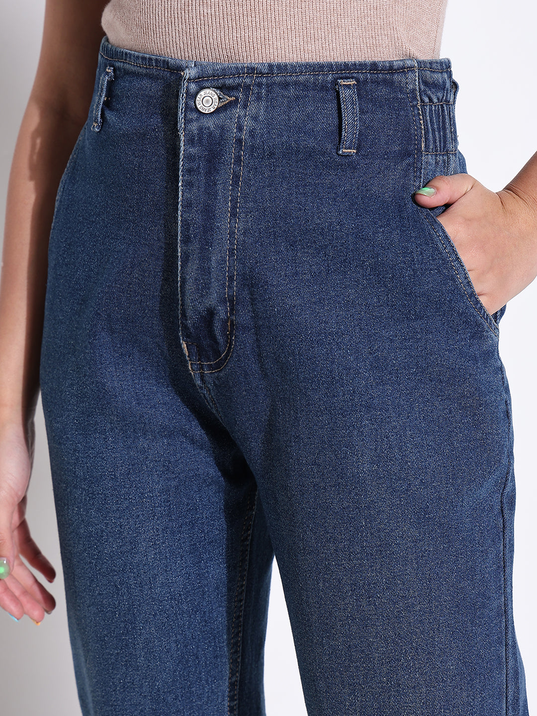 Women's Blue Comfort Light Fade Acid Wash Stretchable Jeans