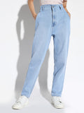 Women's Blue Comfort Mom Fit Stretchable Denim Jeans