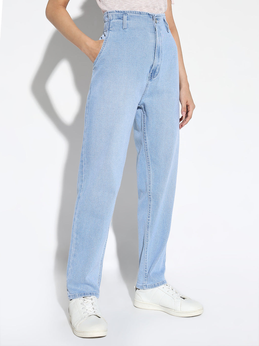 Women's Blue Comfort Mom Fit Stretchable Denim Jeans