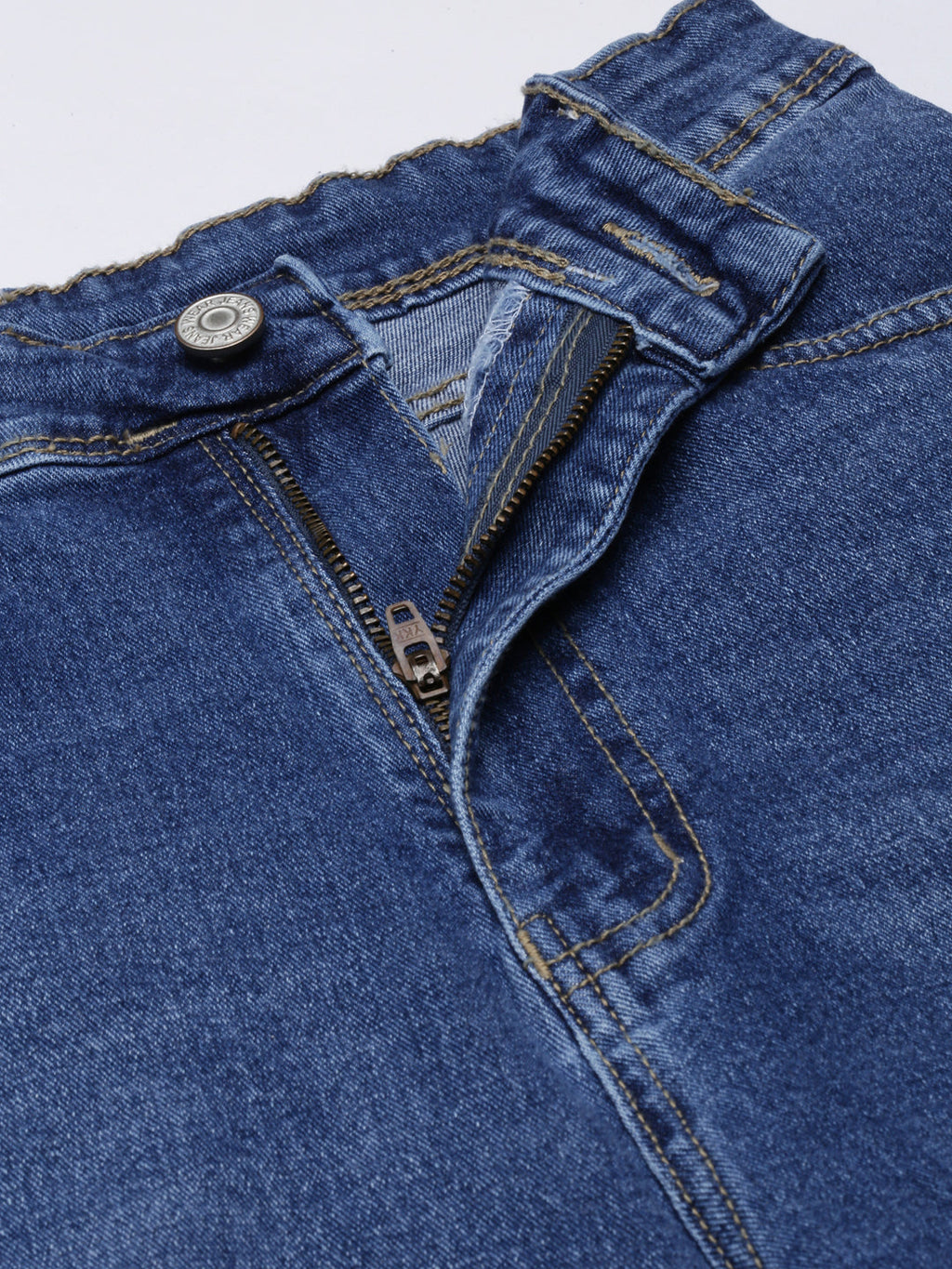 Women's Navy Blue Straight Fit Mildly Distressed Light Fade Denim Jeans