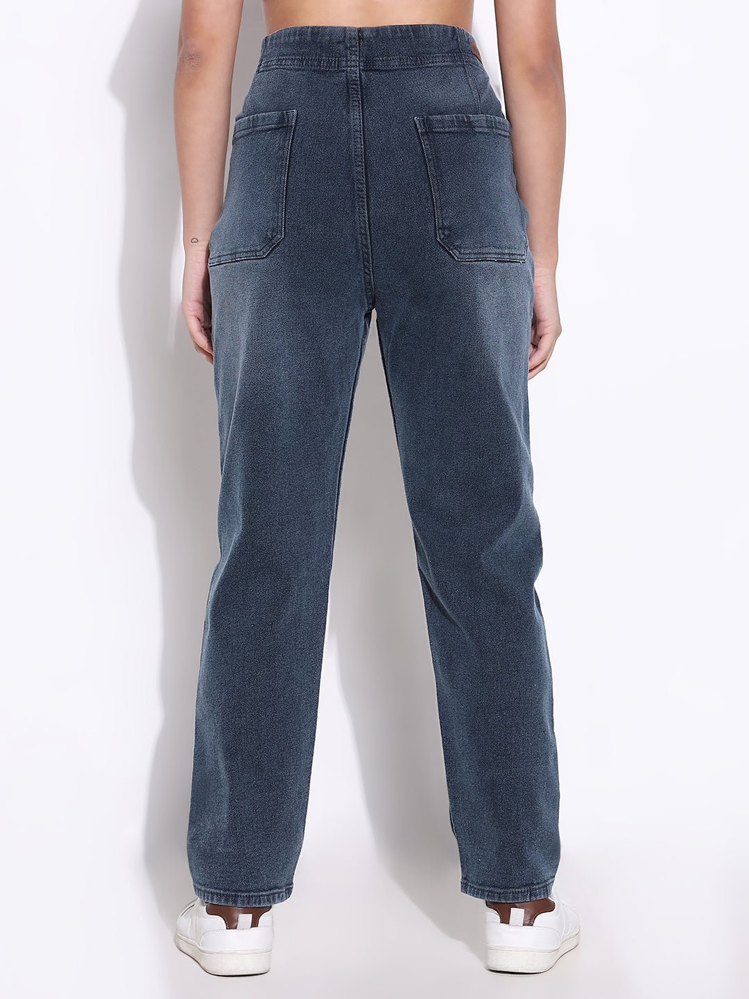 Women's Blue Comfort Straight Fit Light Fade Acid Wash Stretchable Jeans