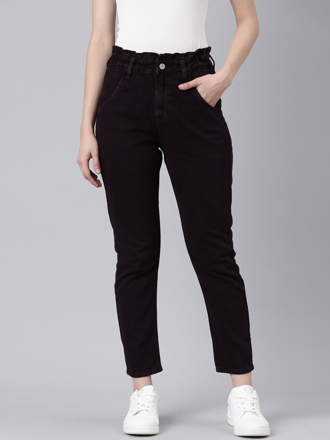 Women's Violet Clean Look Acid Wash Mom Fit Denim Jeans