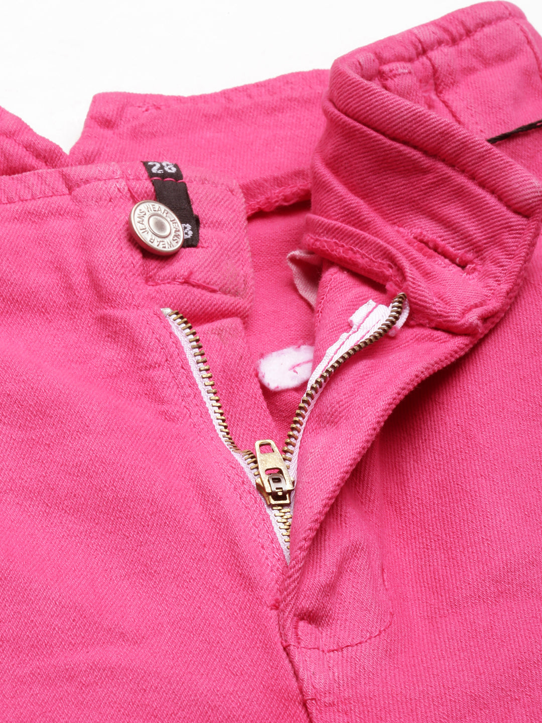 Women's Fuchsia Slim Fit Acid Wash High-Raise Denim Jeans