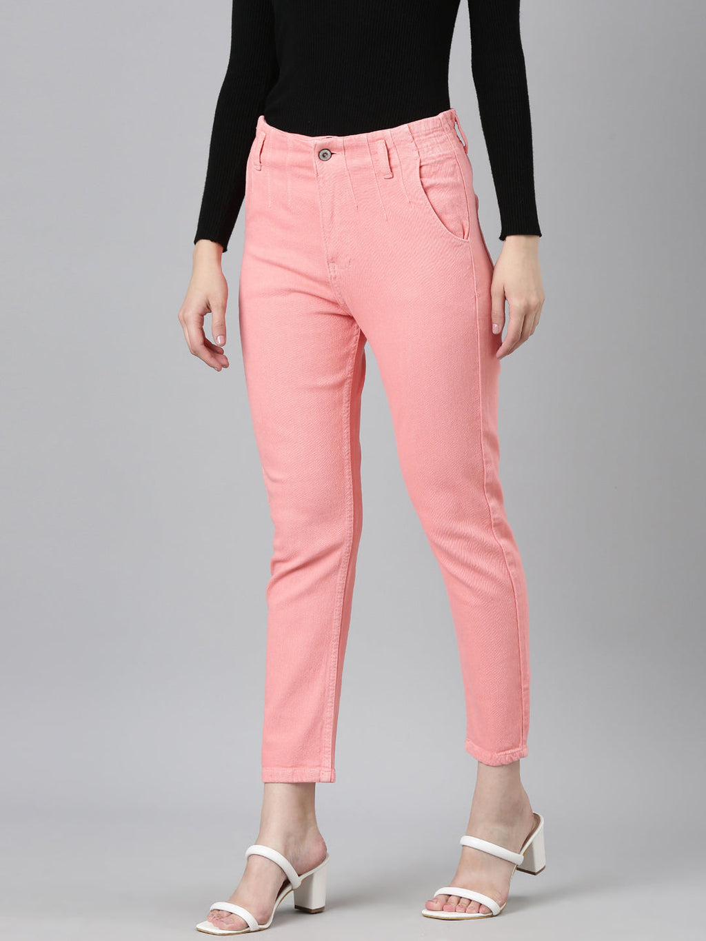 Women's Coral Mid-Rise Mom Fit Denim Jeans