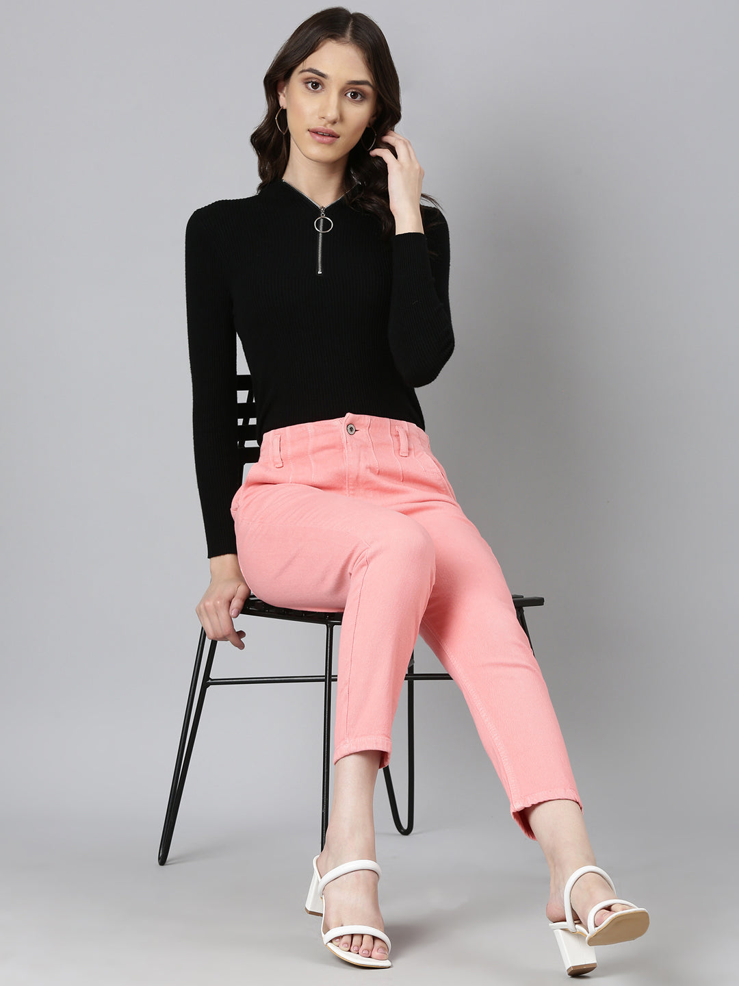 Women's Coral Mid-Rise Mom Fit Denim Jeans