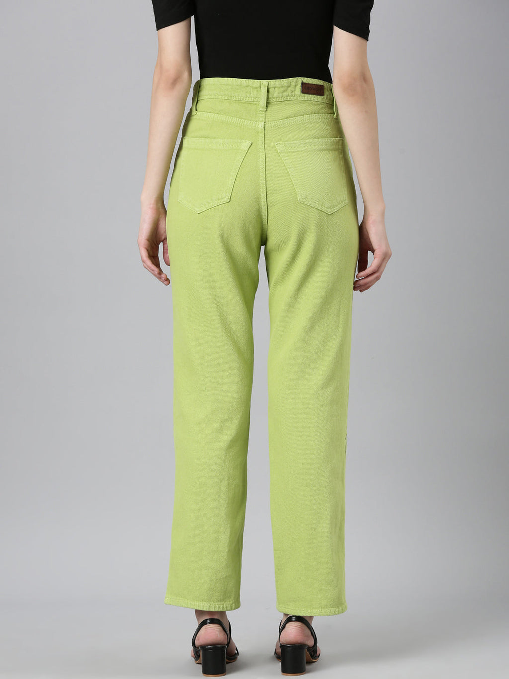 Women's Lime Green High-Rise Coloured Shade Denim Jeans