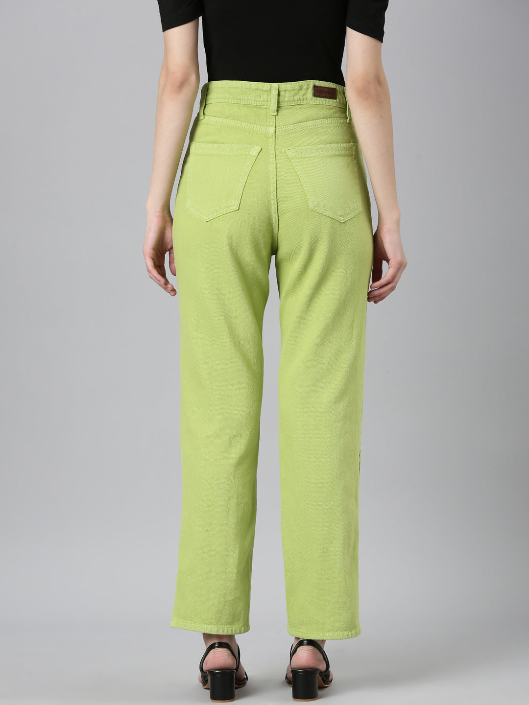 Women's Lime Green High-Rise Coloured Shade Denim Jeans