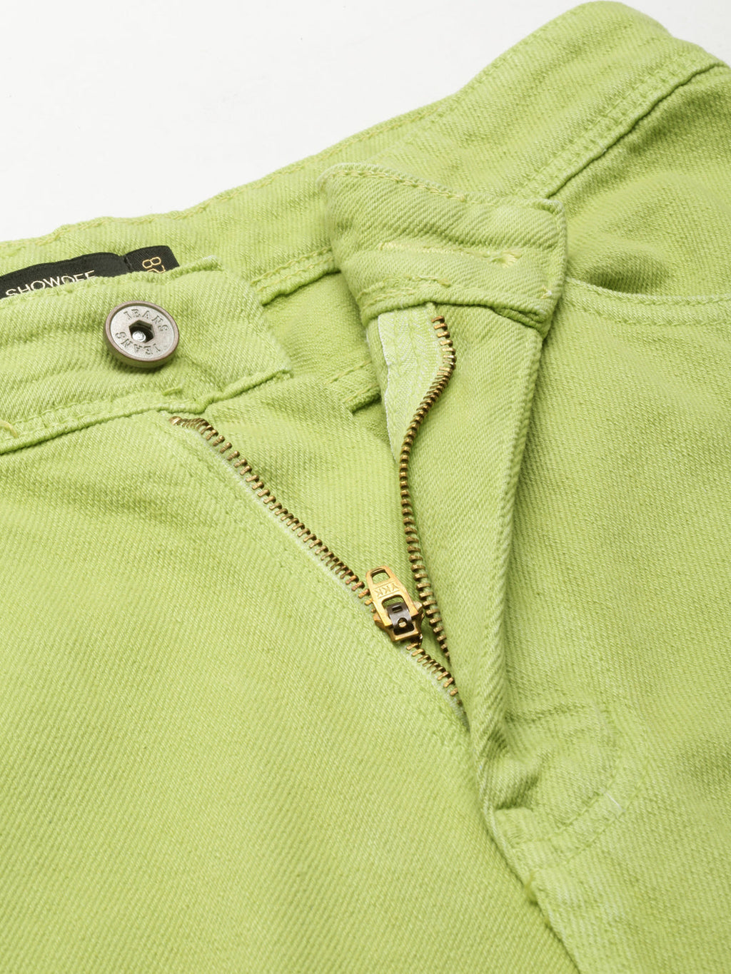 Women's Lime Green High-Rise Coloured Shade Denim Jeans