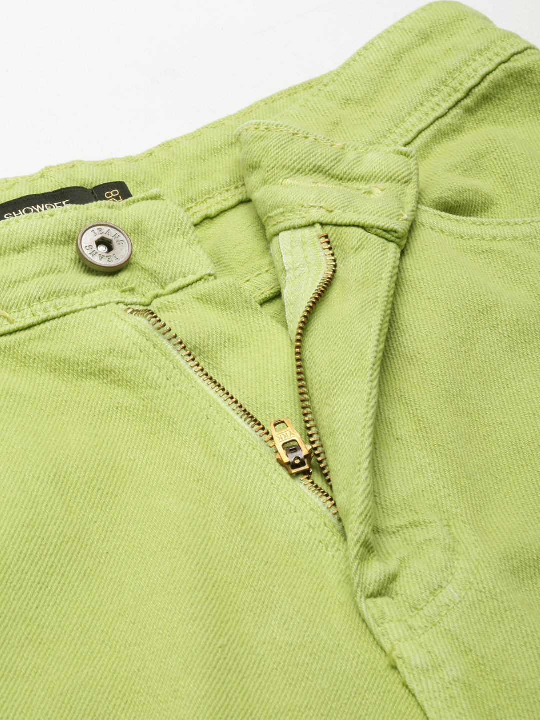 Women's Lime Green High-Rise Coloured Shade Denim Jeans