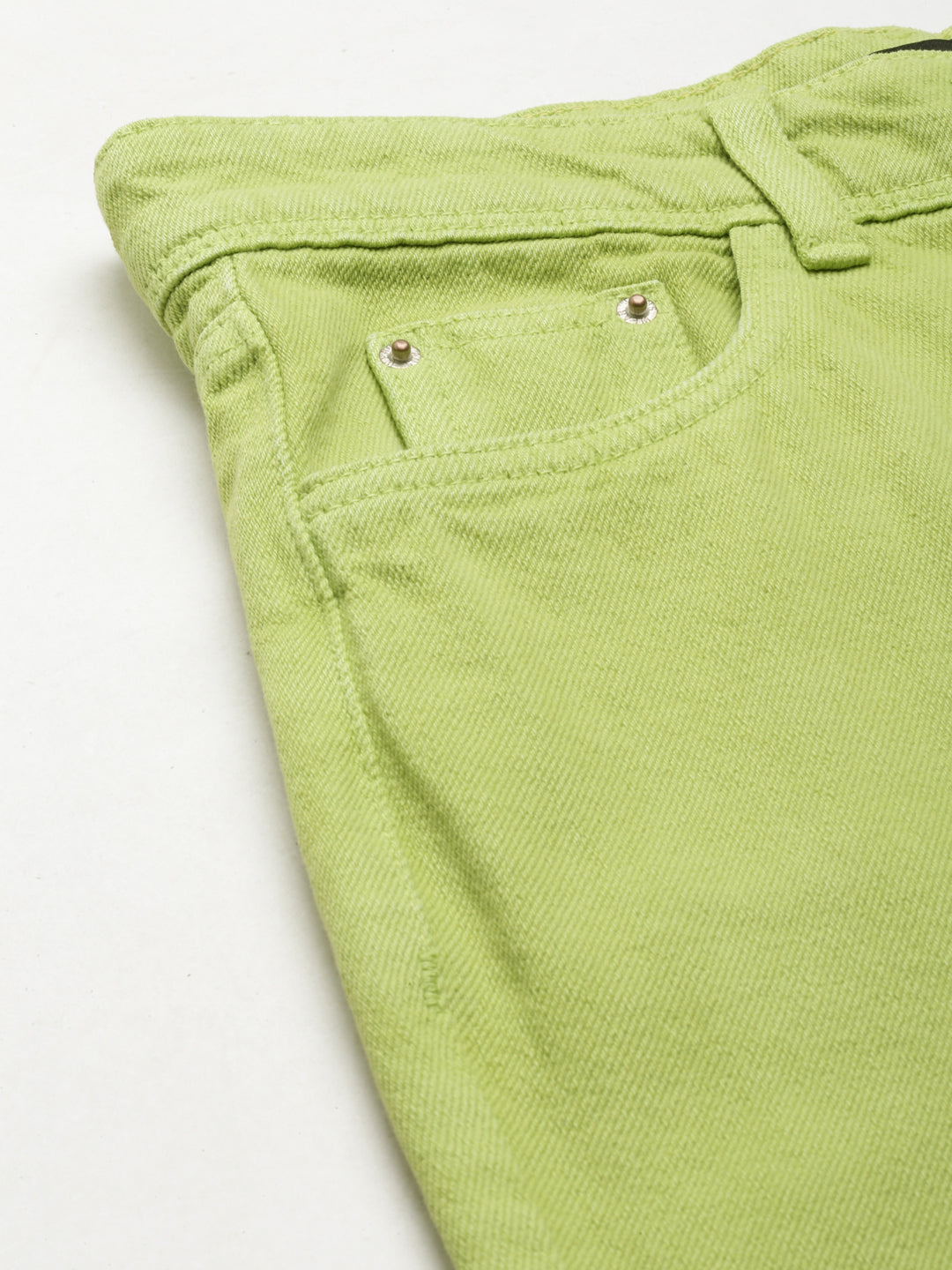 Women's Lime Green High-Rise Coloured Shade Denim Jeans