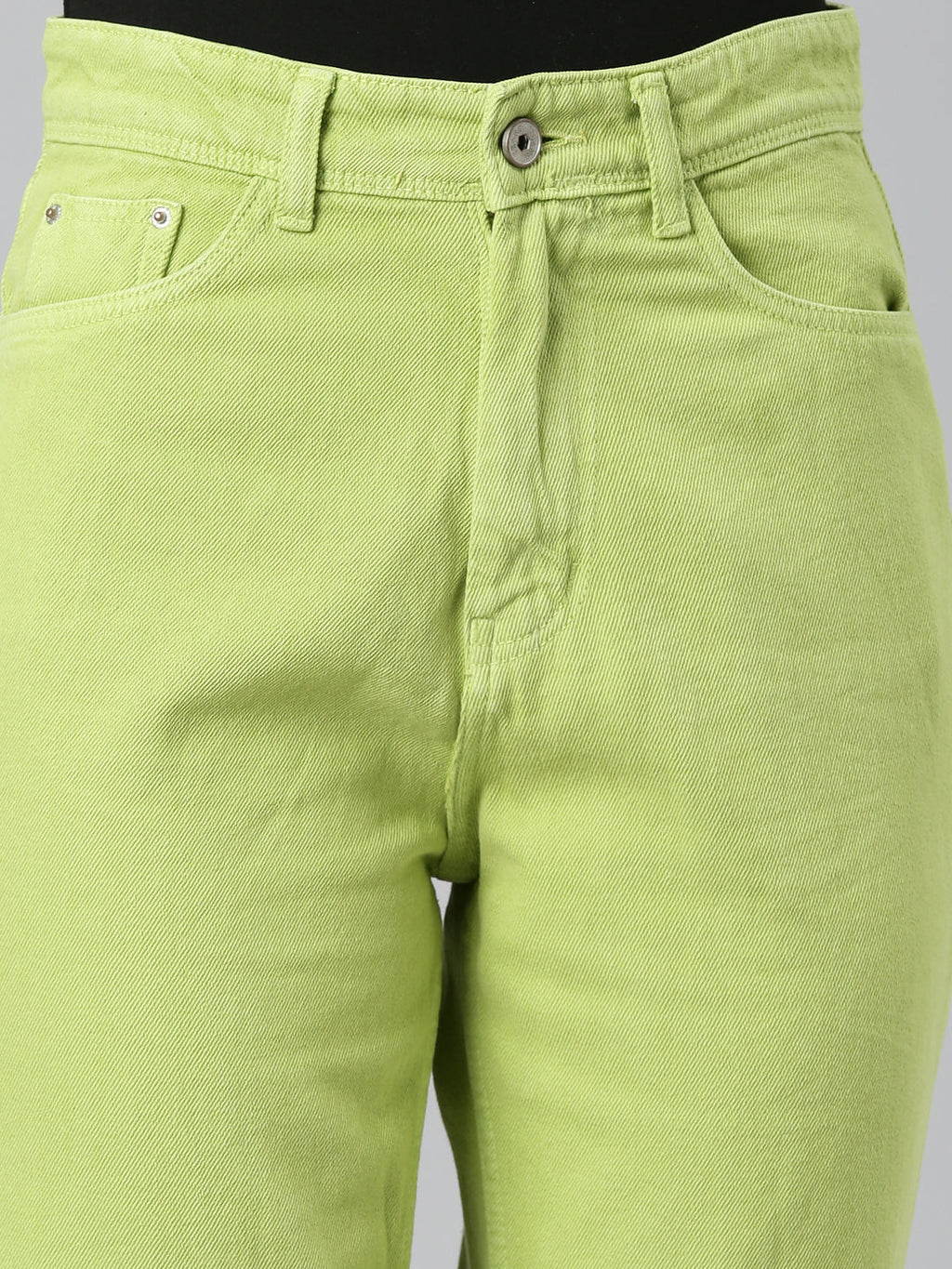 Women's Lime Green High-Rise Coloured Shade Denim Jeans