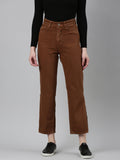 Women's Rust High-Rise Coloured Shade Cropped Denim Jeans