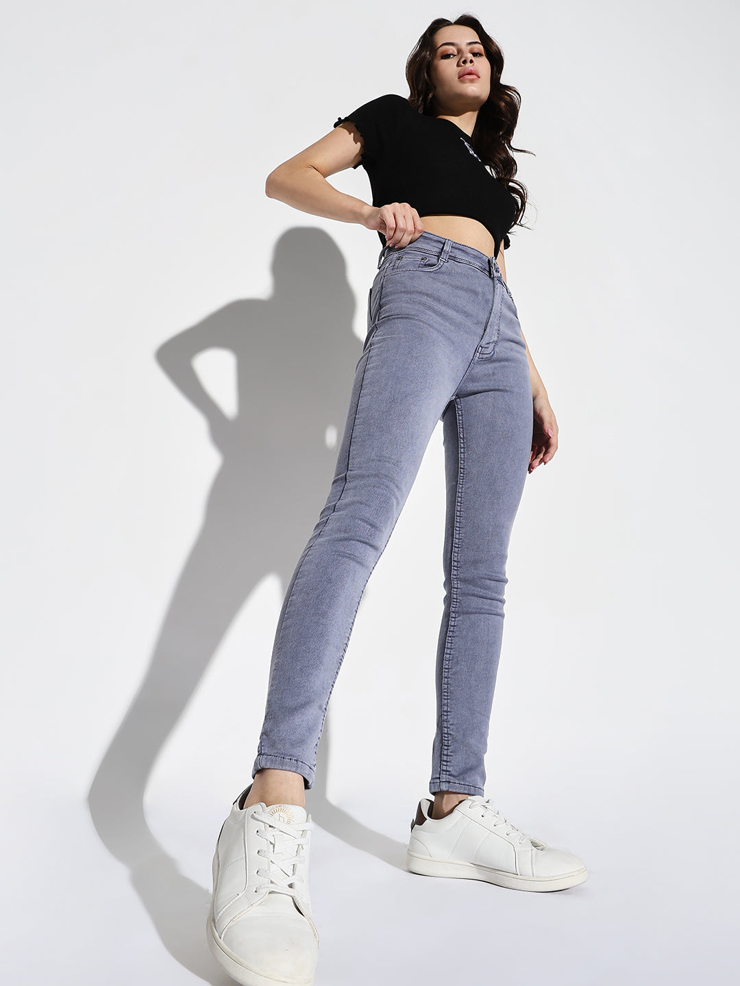 Women's Purple Comfort Skinny Fit Light Fade Stretchable Jeans