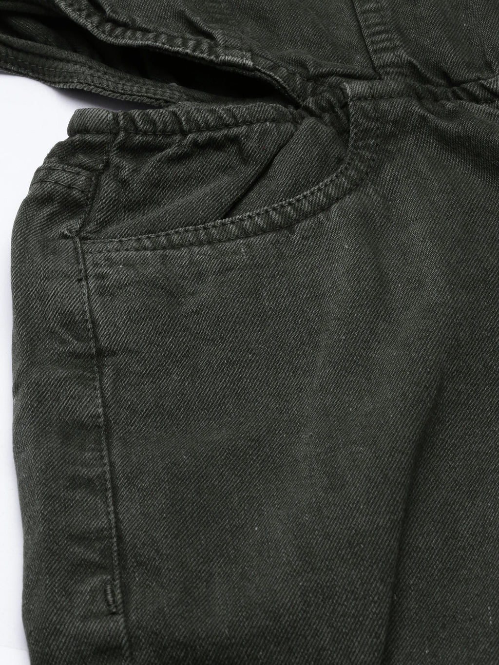 Women's Olive Shirt Collar Cotton Basic Jumpsuit