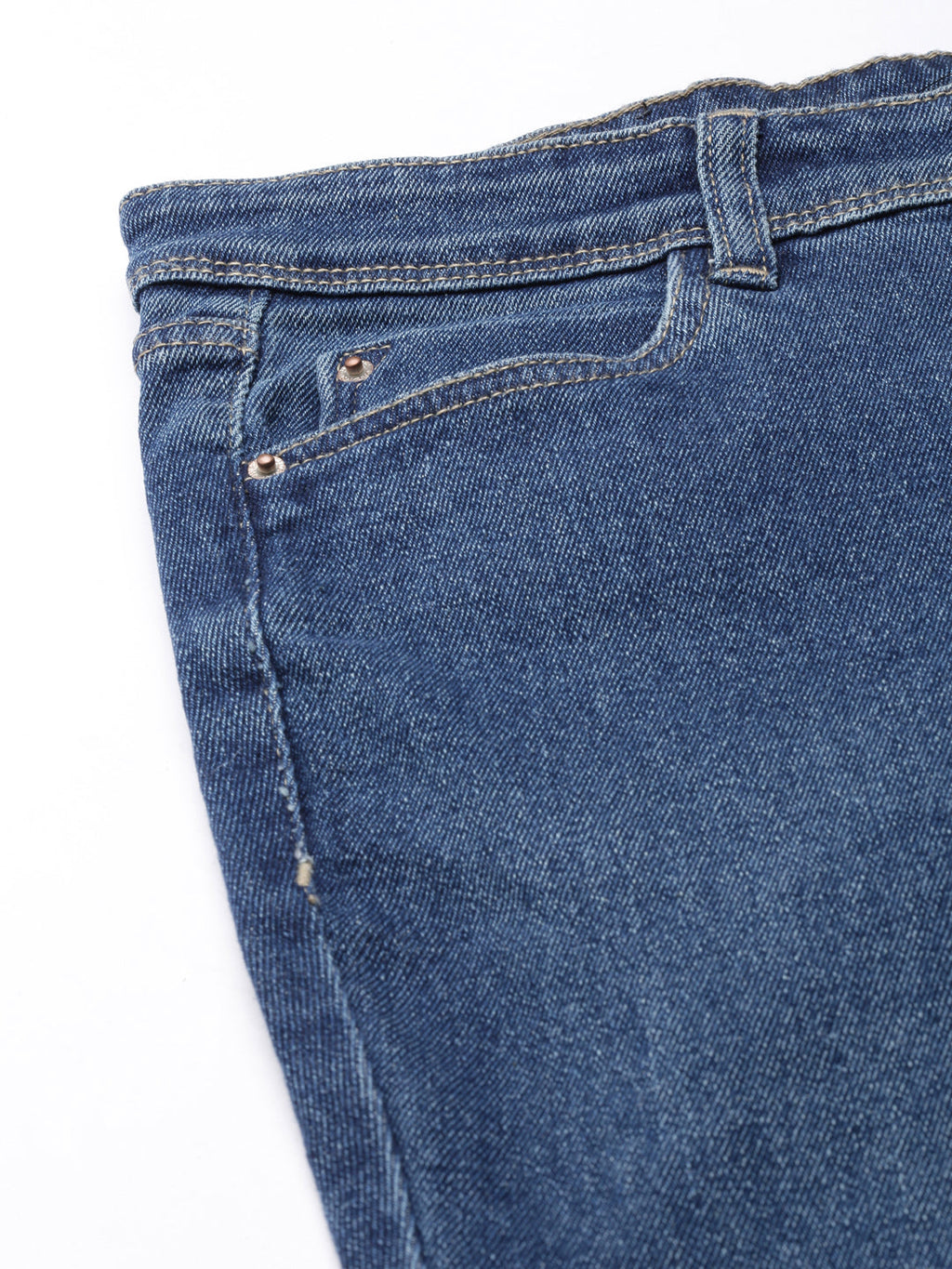 Women's Navy Blue Bootcut Fit Acid Wash Stretchable Denim Jeans