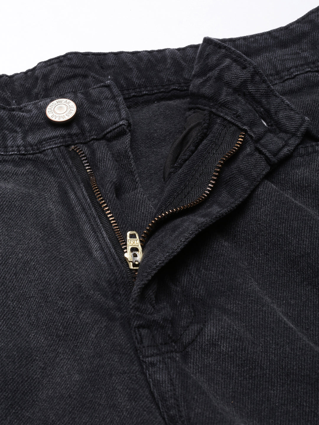 Women's Charcoal Straight Fit Denim Cargo Jeans