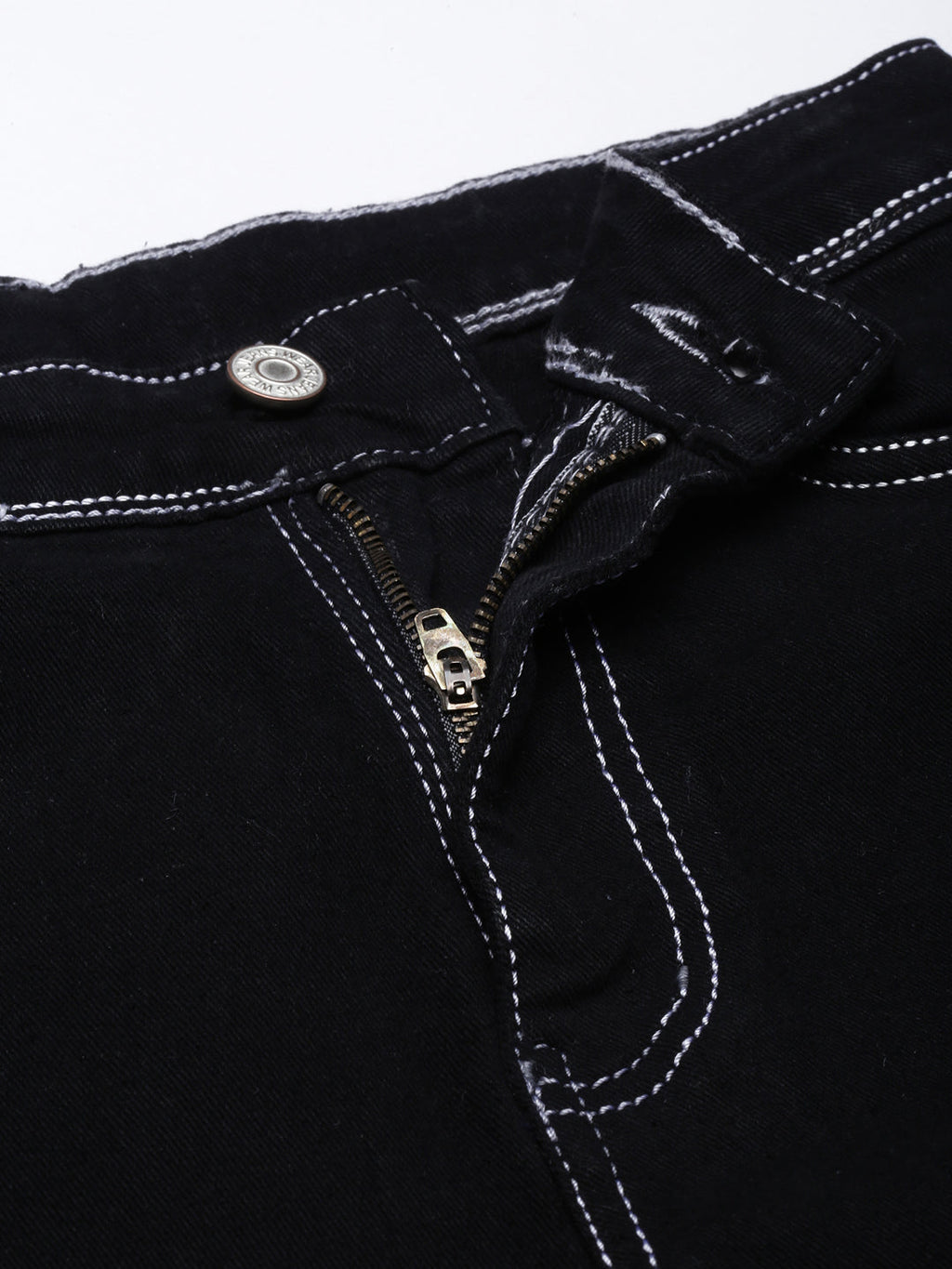 Women's Black Straight Fit Stretchable Cargo Jeans