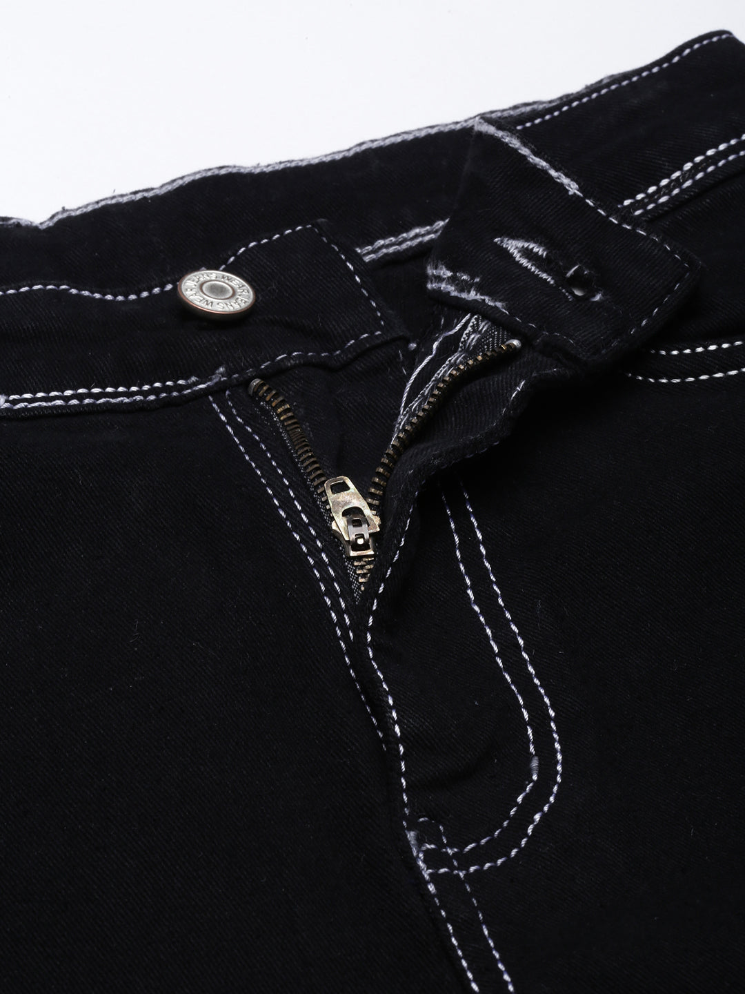 Women's Black Straight Fit Stretchable Cargo Jeans