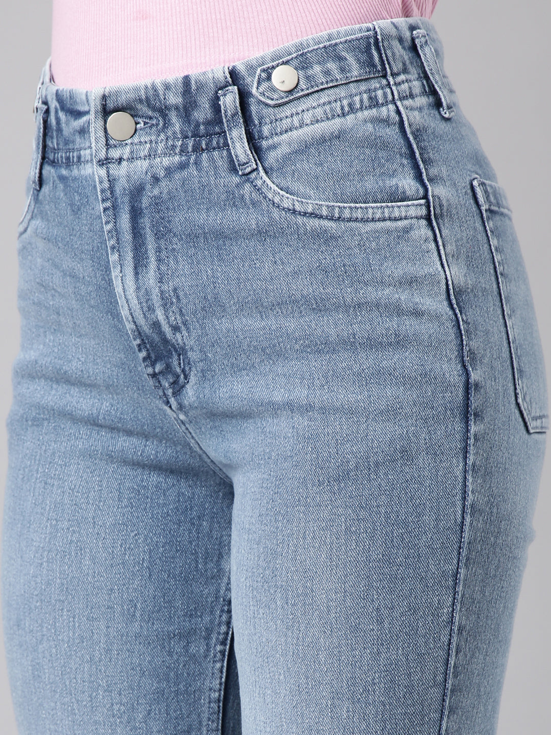 Women's Blue Straight Fit Light Fade Stretchable Jeans