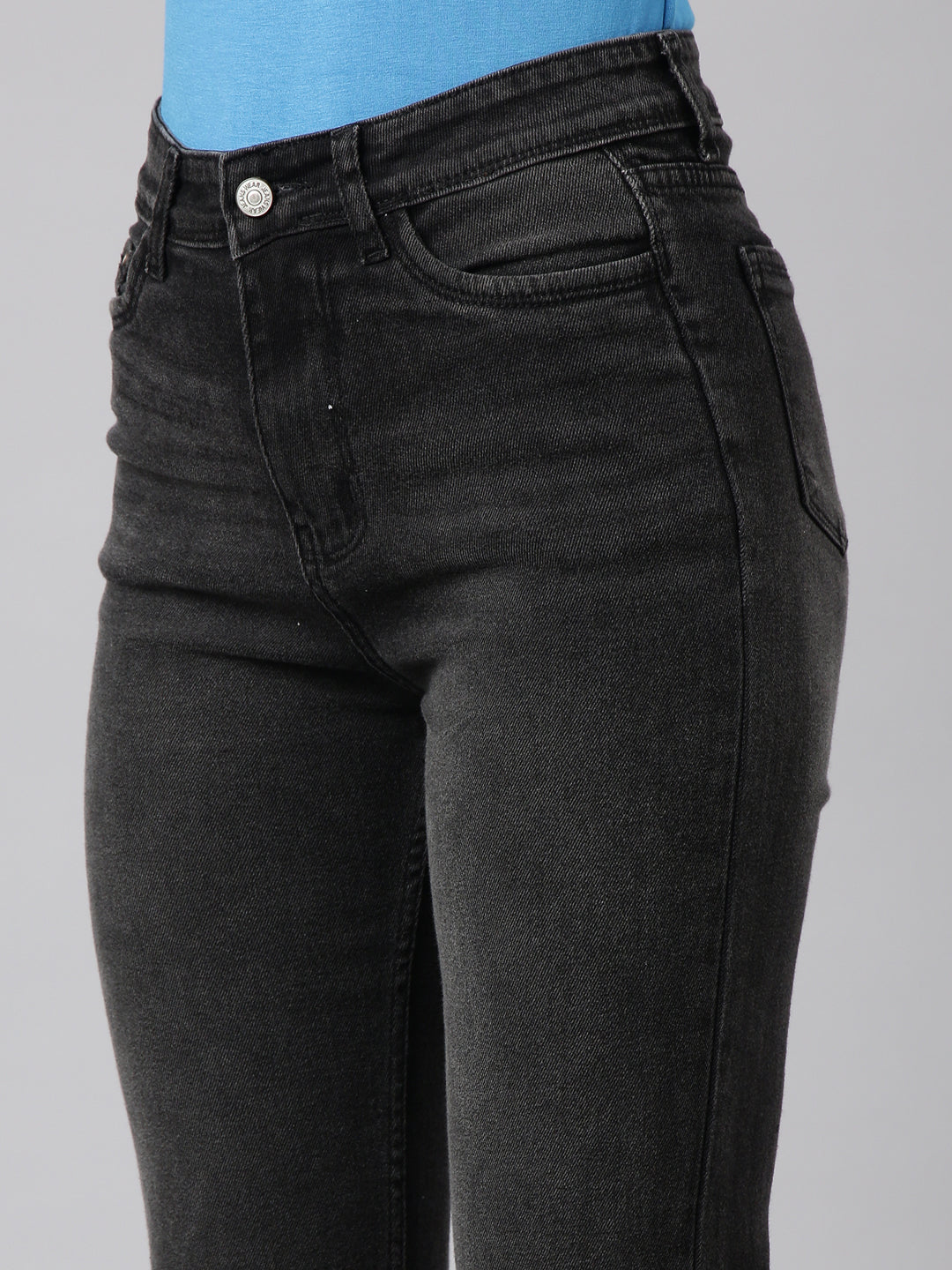 Women's Charcoal Straight Fit Light Fade Jeans