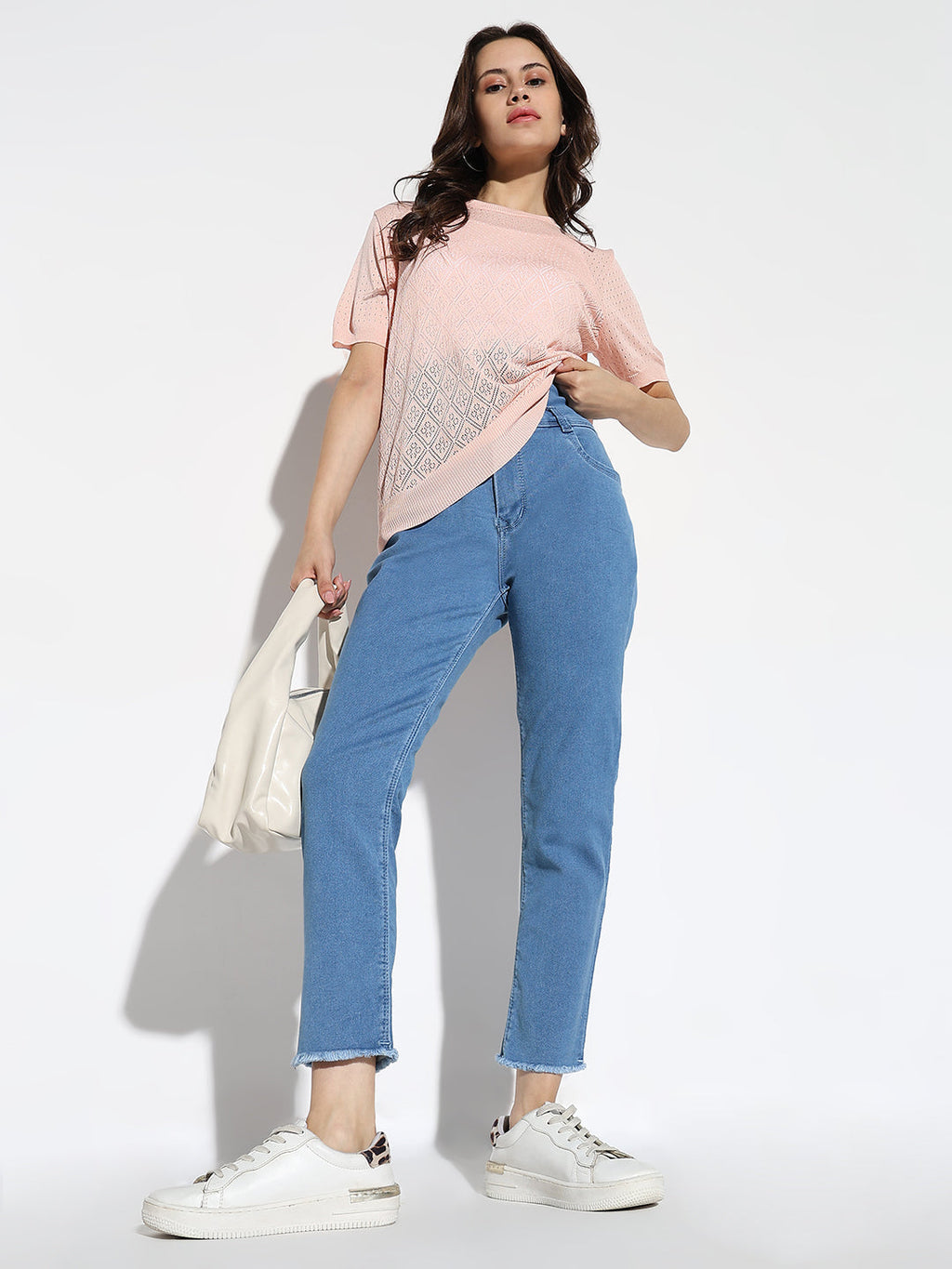 Women's Blue Comfort Slim Fit Acid Wash Stretchable Jeans