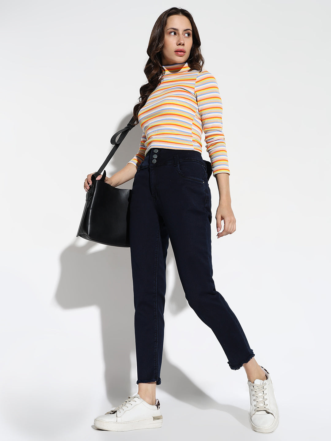 Women's Navy Blue Comfort Slim Fit High-Rise Stretchable Jeans