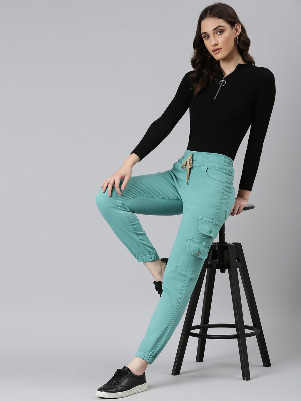 Women's Turquoise Blue High-Rise Denim Jeans