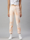 Women's Orange Mom Fit High-Rise Clean Look Stretchable Jeans
