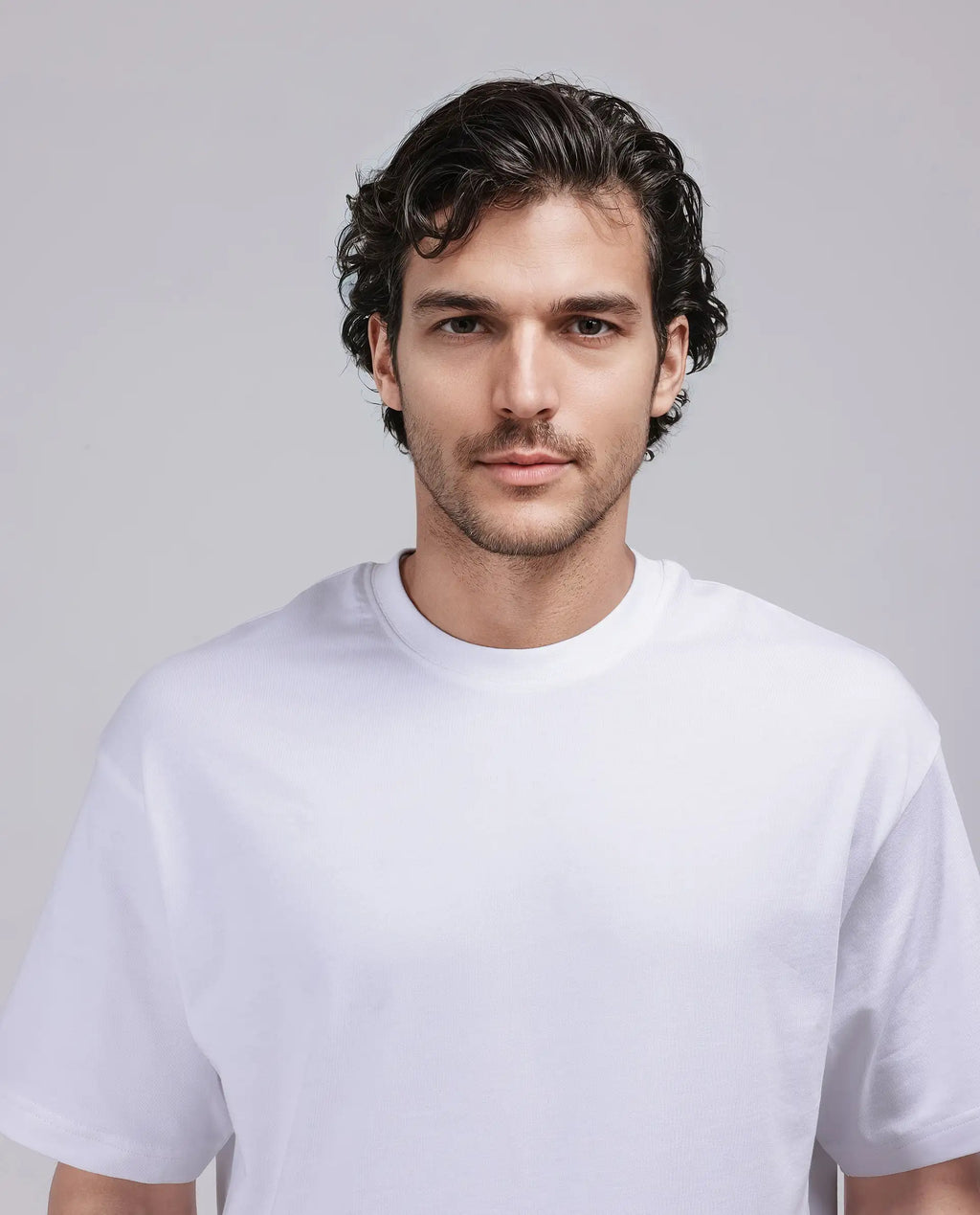 Rare Rabbit Men's Haf White Cotton Graphic Print Oversized Fit Half Sleeve Crew Neck T-Shirt