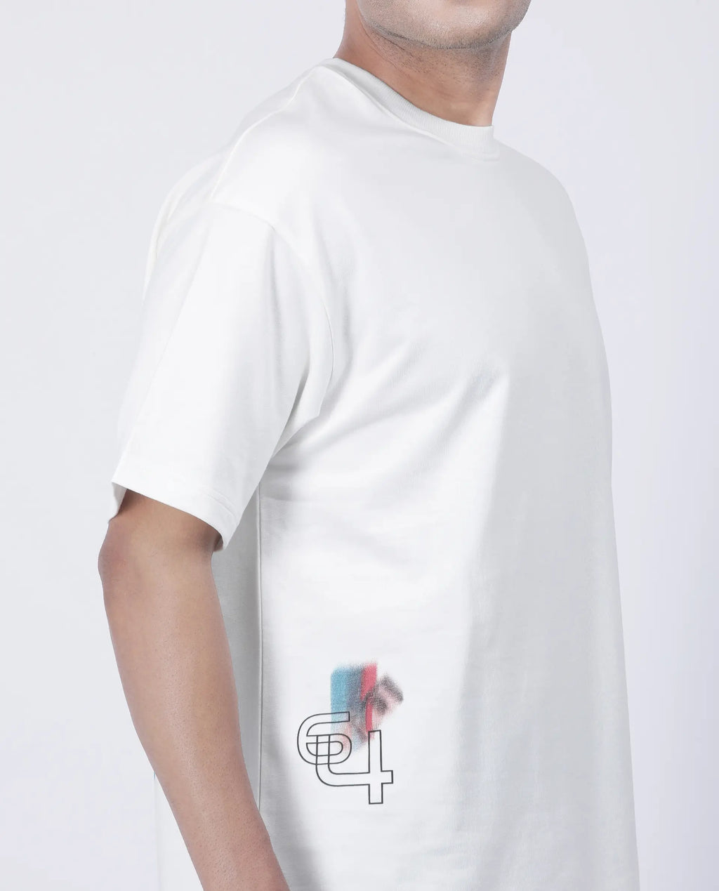 Rare Rabbit Men's Halen Off White Cotton Graphic Print Oversized Fit Half Sleeve Crew Neck T-Shirt